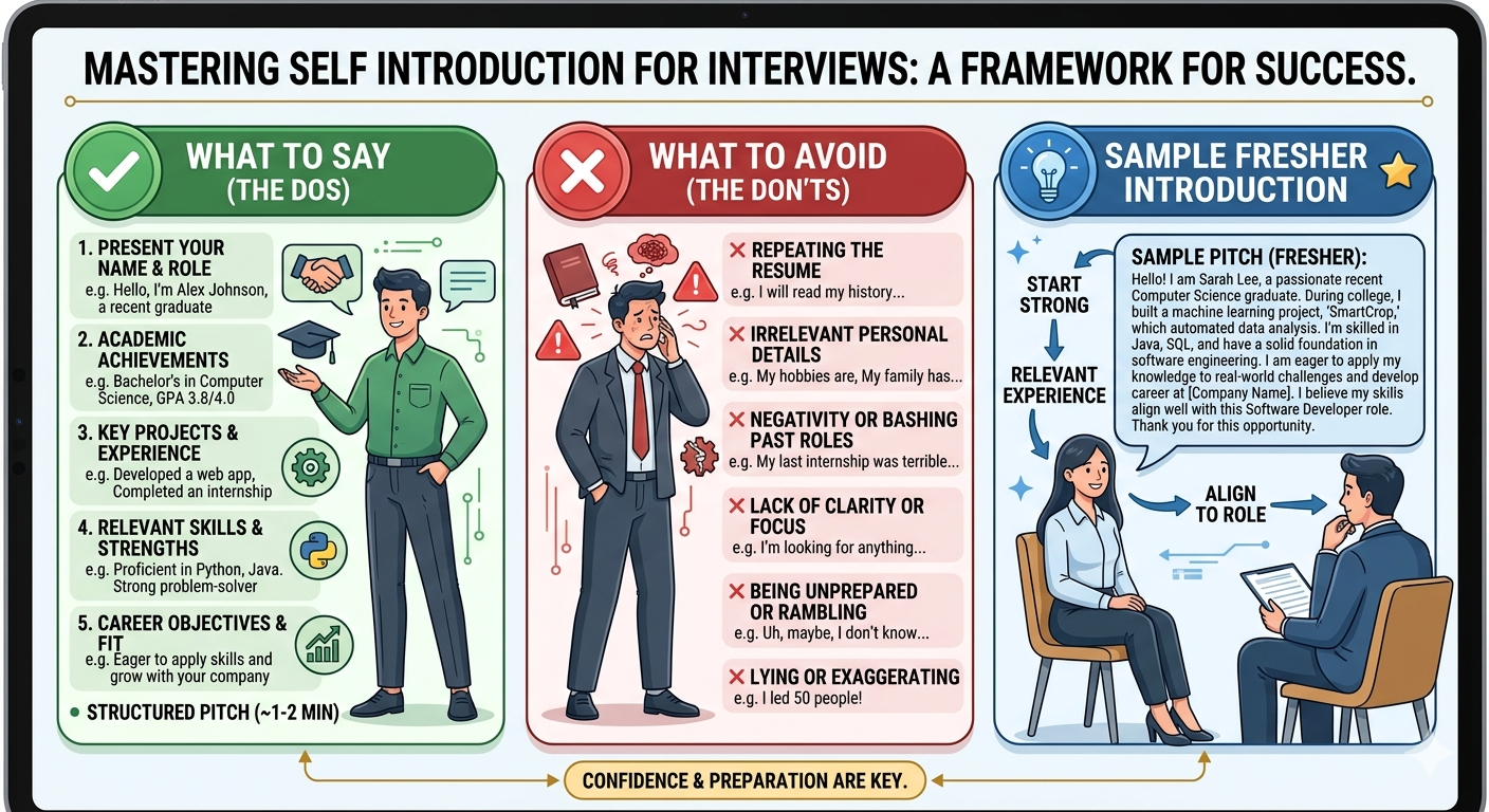 Self Introduction for Interview: What to Say, What to Avoid, and Samples for Freshers